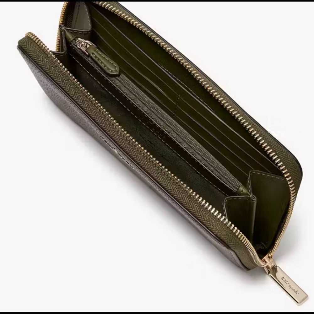 Kate Spade enchanted green, large zippered wallet